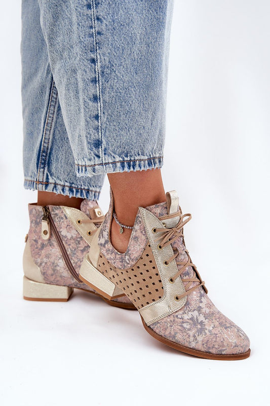   Botki Model Maciejka 05541-04 Beige/Gold - Step in style 