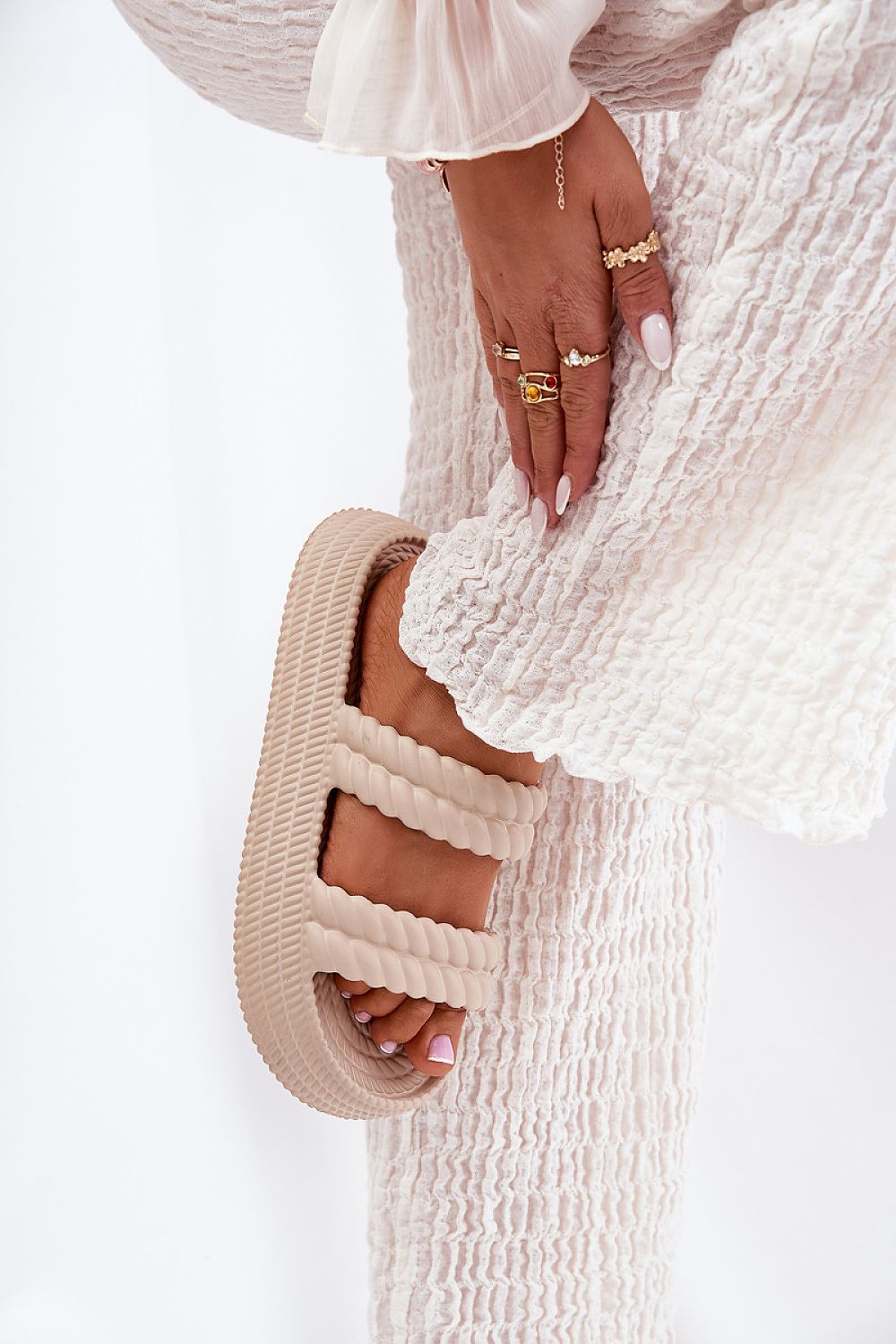  Sandał Klapki Model S.Barski ZK51-001 Beige - Step in style 