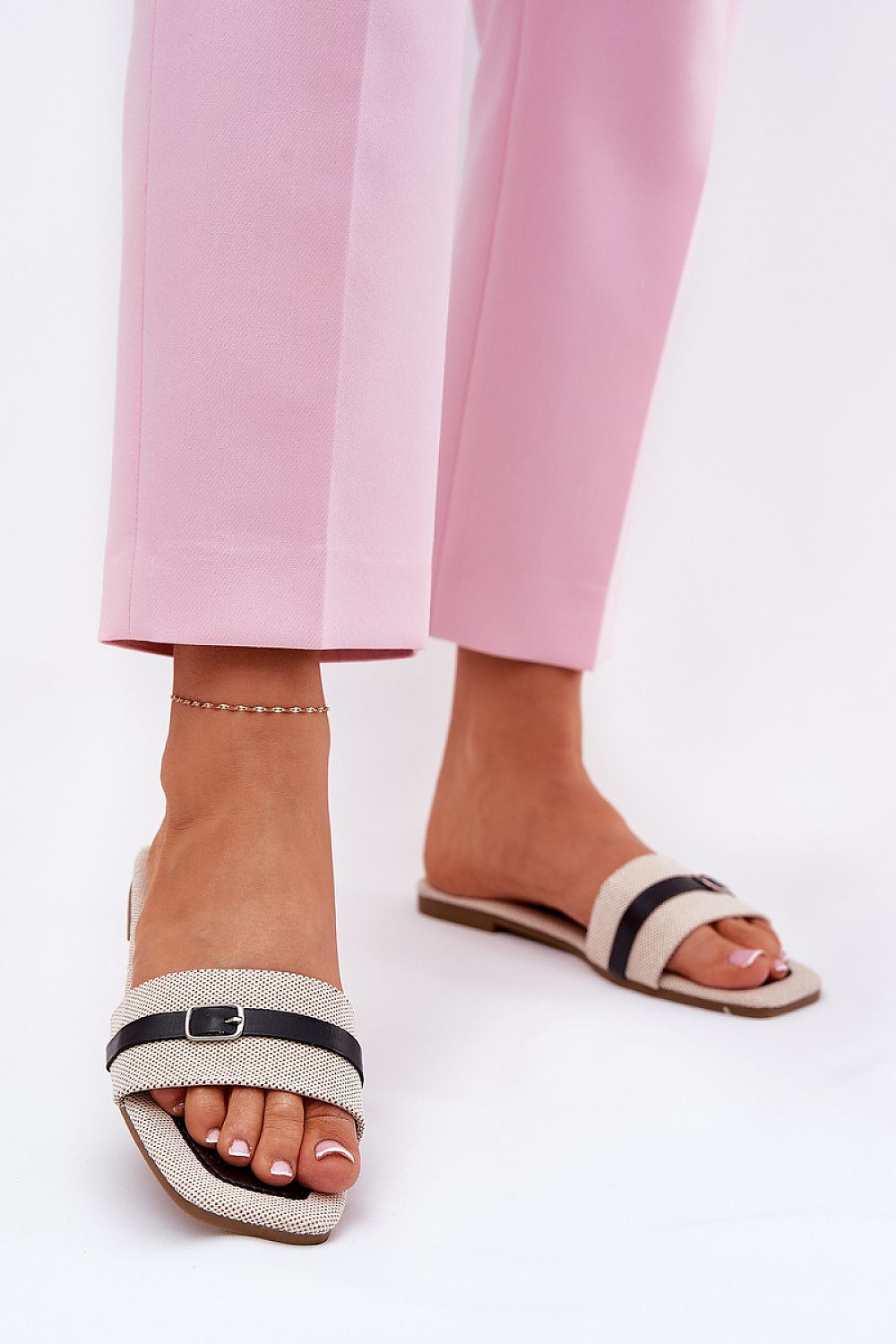  Sandał Klapki Model Zilina N75-60 Beige/Black - Step in style 