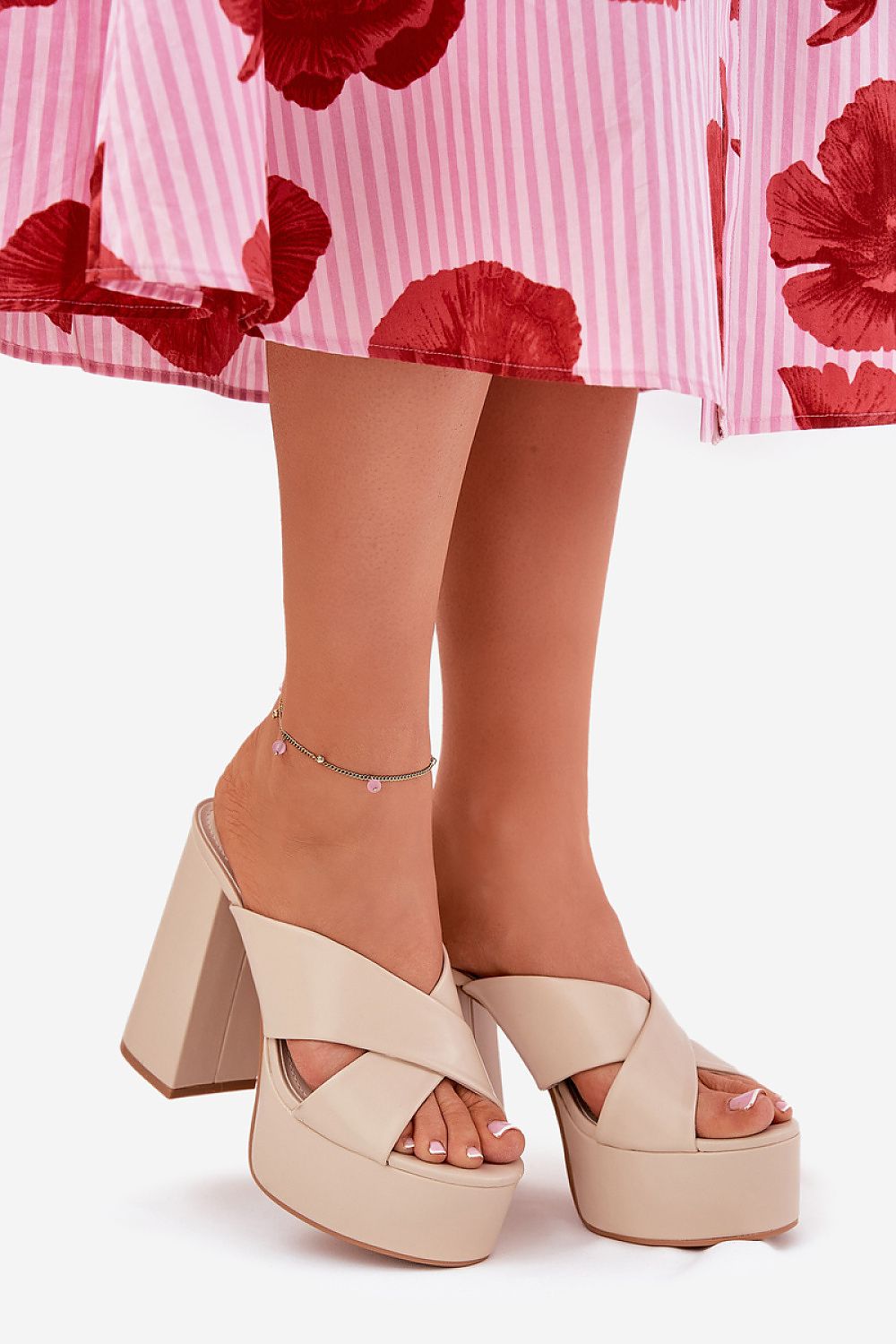  Sandał Klapki Model Lenobos 6874 Beige - Step in style 