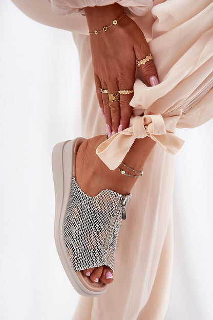  Sandał Klapki Model Irriva ASA266-2 Wąż Beige - Step in style 