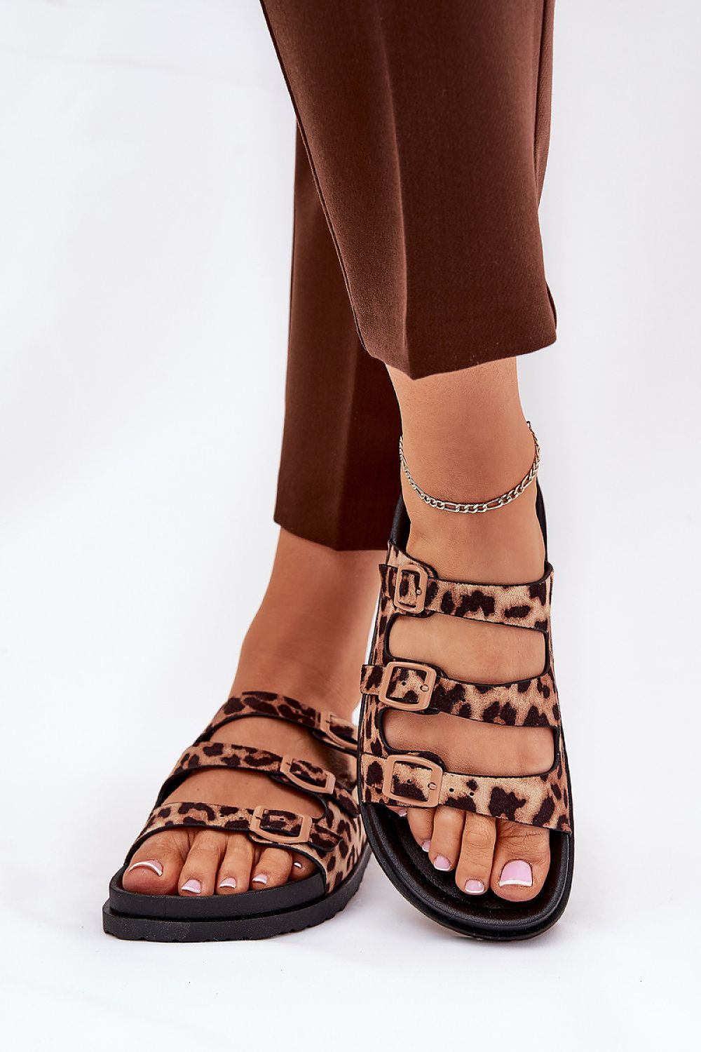  Sandał Klapki Model Uliri 3770 Panterka Brown - Step in style 