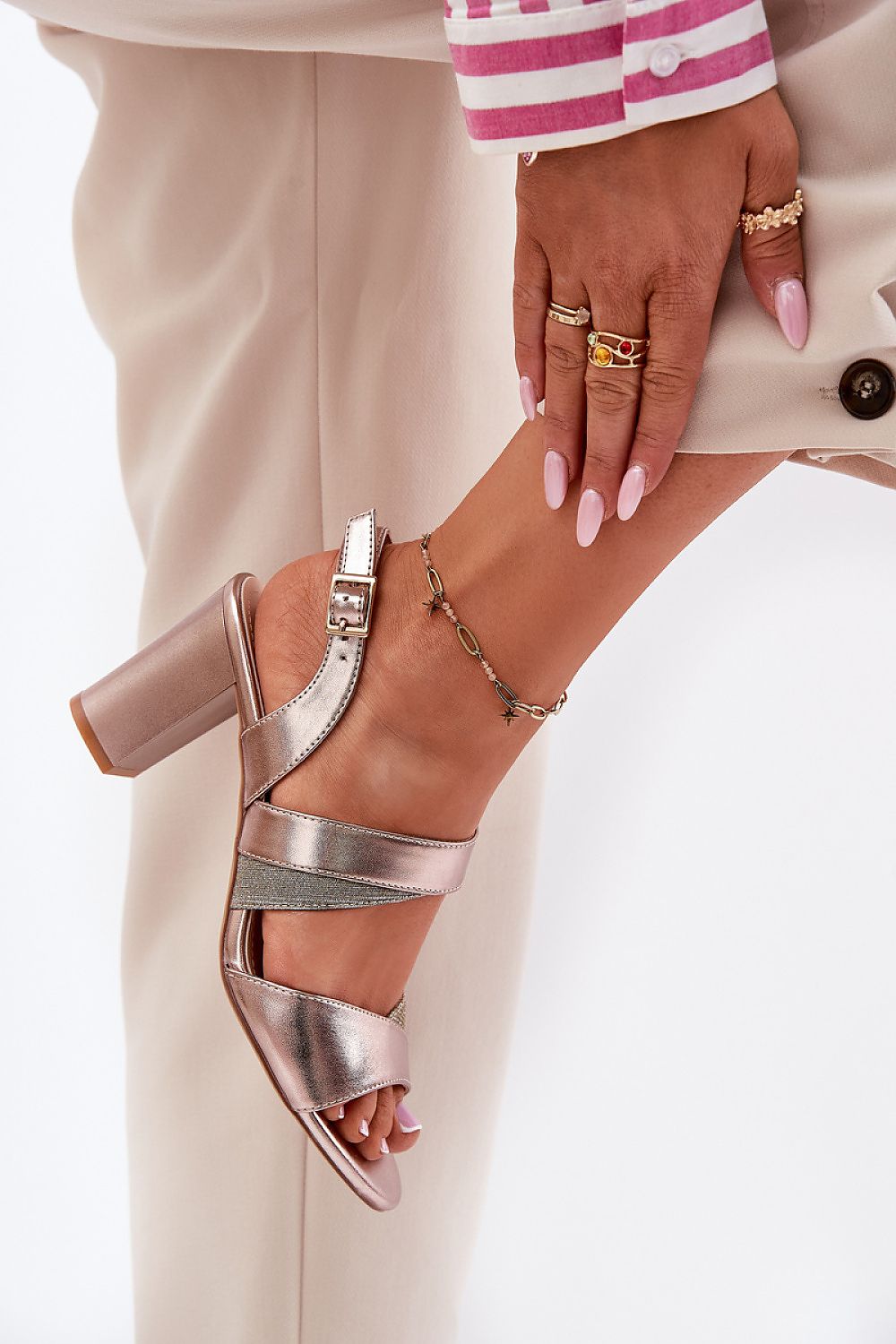  Sandały Model Sergio Leone SK866 Pink Gold - Step in style 