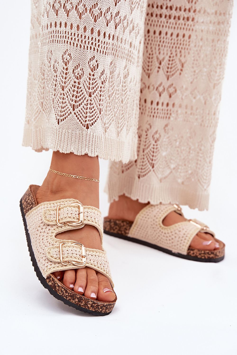  Sandał Klapki Model Fenira LS-129 Beige - Step in style 