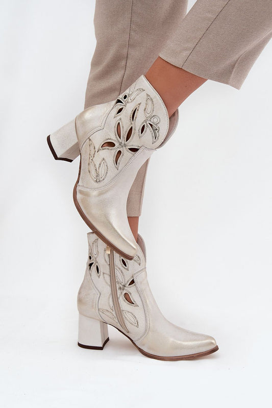   Botki Model Zazoo 3647 Gold Przecierany - Step in style 