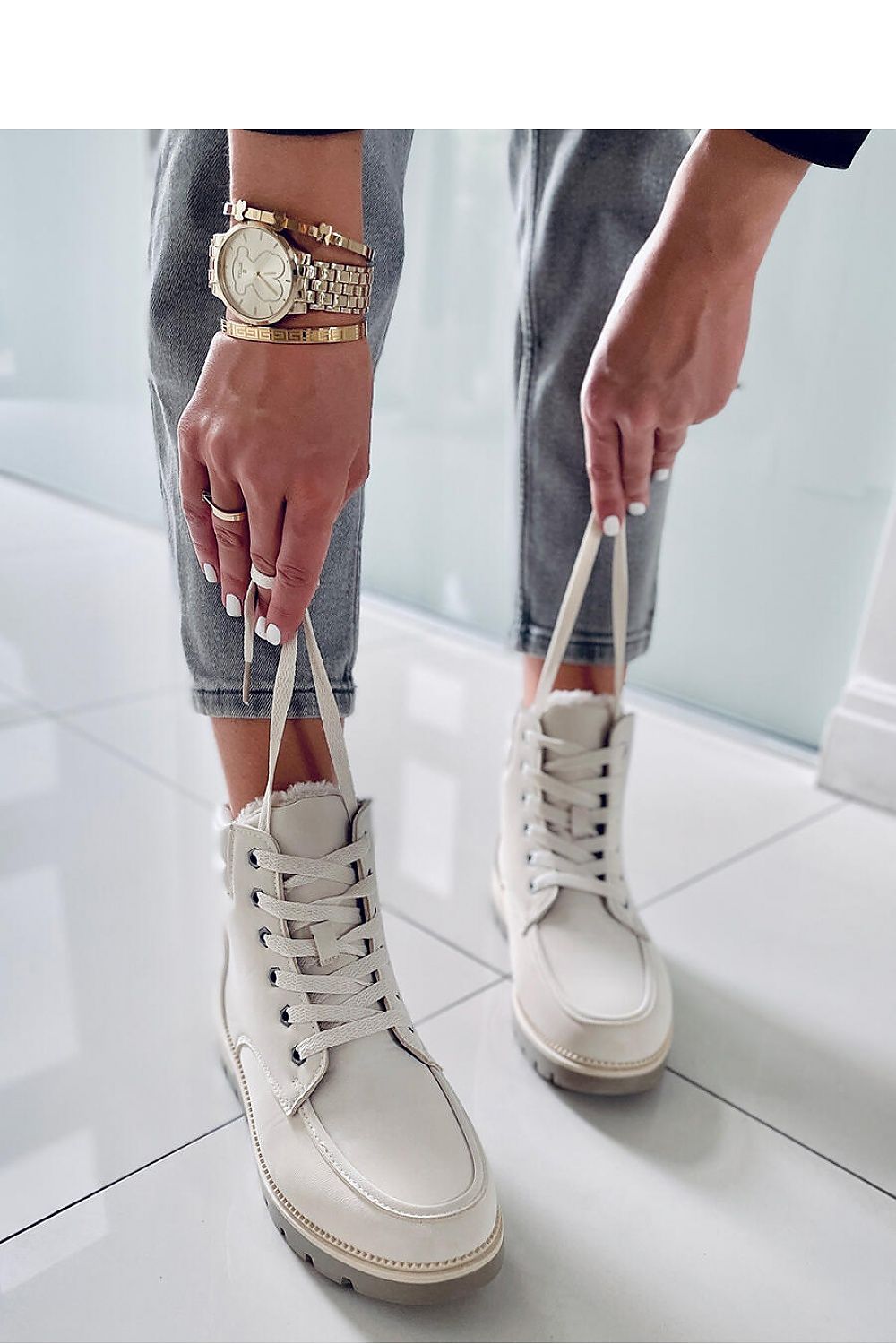   Botki traperki ocieplane GERMANO BEIGE - Inello 