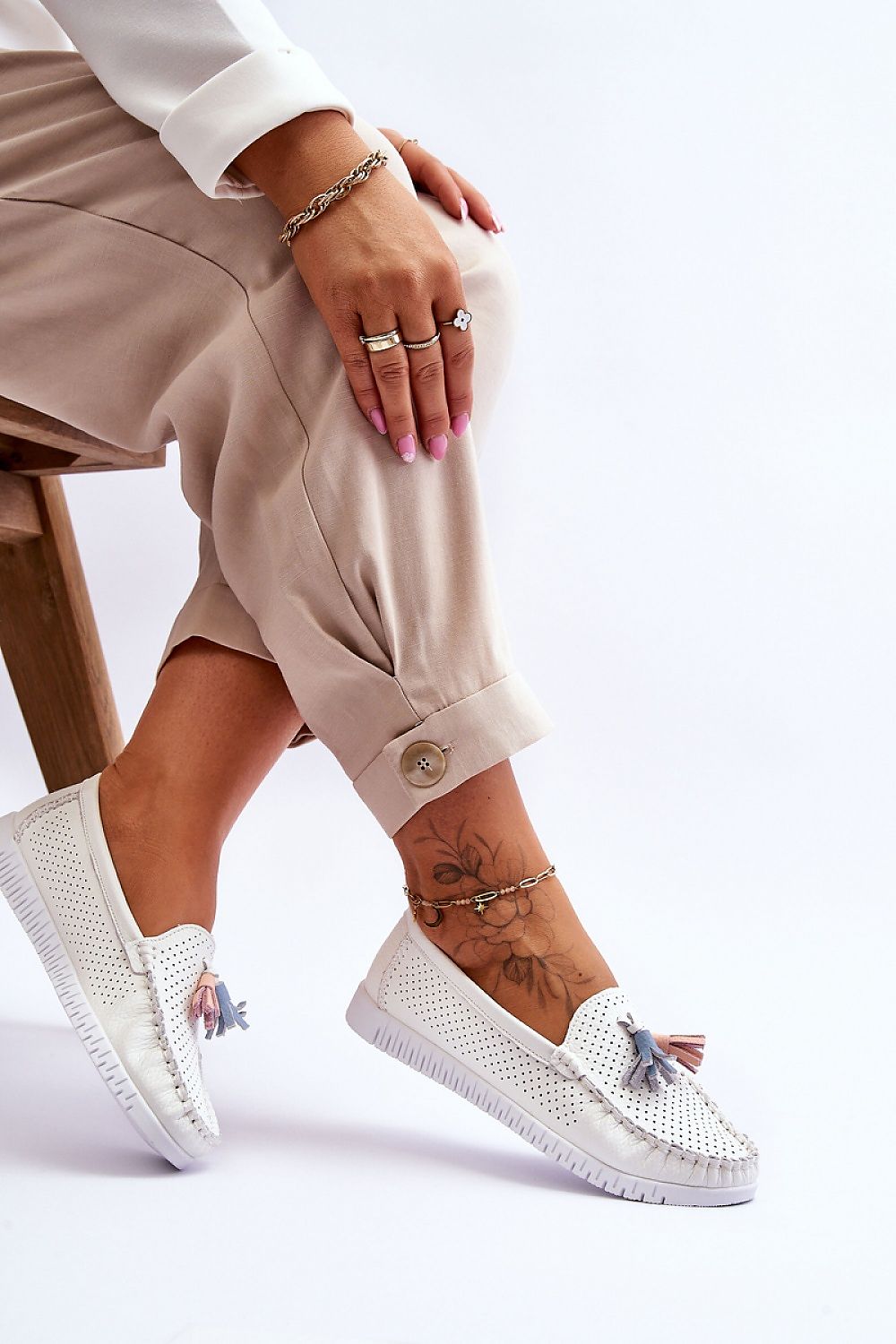   Mokasyny Model Lanzarot 23PB08-5372 White - Step in style 