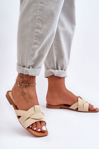  Sandał Klapki Model Aversa W-112 Beige - Step in style 