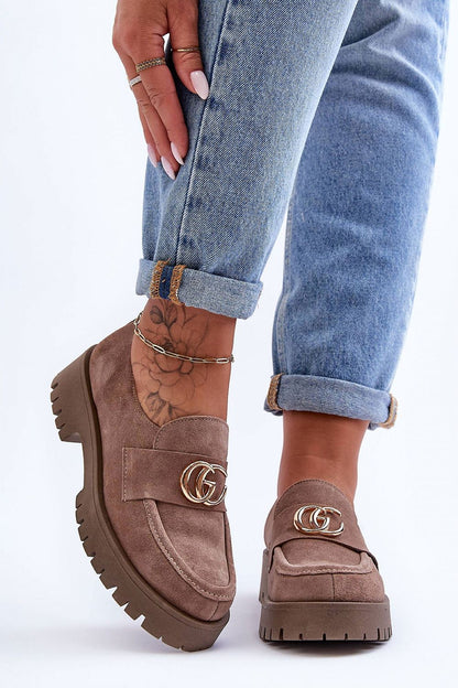   Półbuty Model Rosefalls 20153 Dark Beige Zamsz - Step in style 