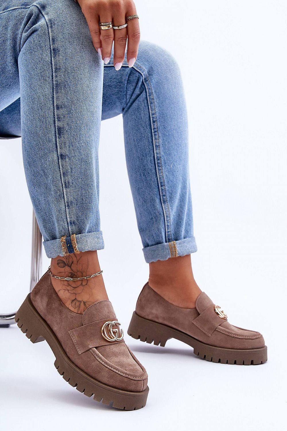   Półbuty Model Rosefalls 20153 Dark Beige Zamsz - Step in style 