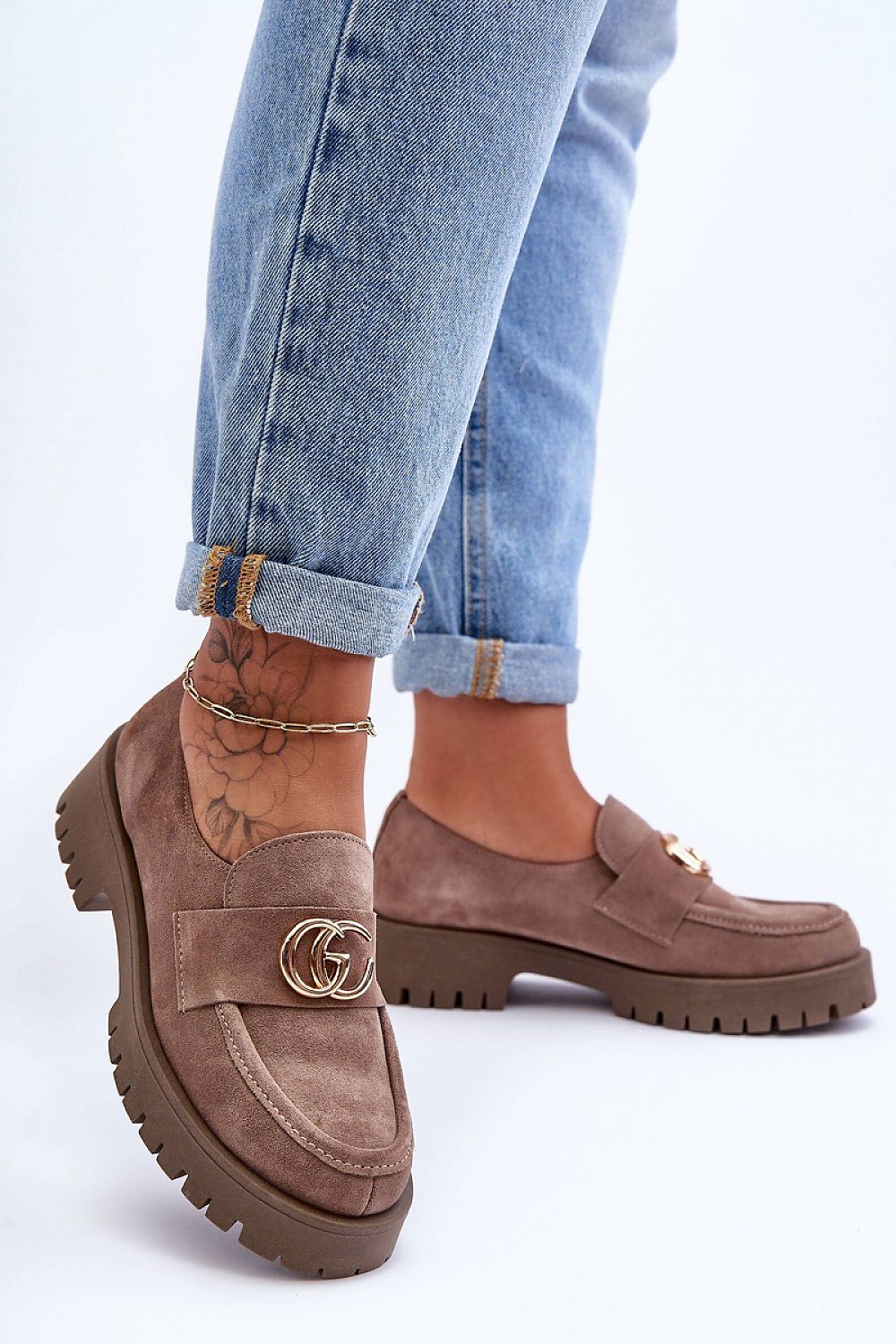   Półbuty Model Rosefalls 20153 Dark Beige Zamsz - Step in style 