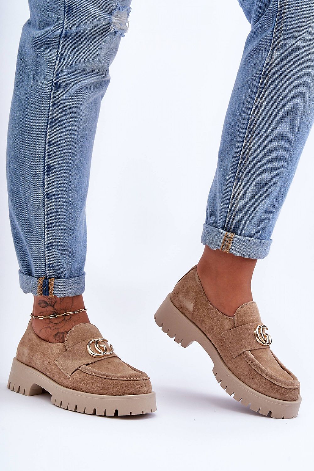   Półbuty Model Rosefalls 20153 Beige Zamsz - Step in style 