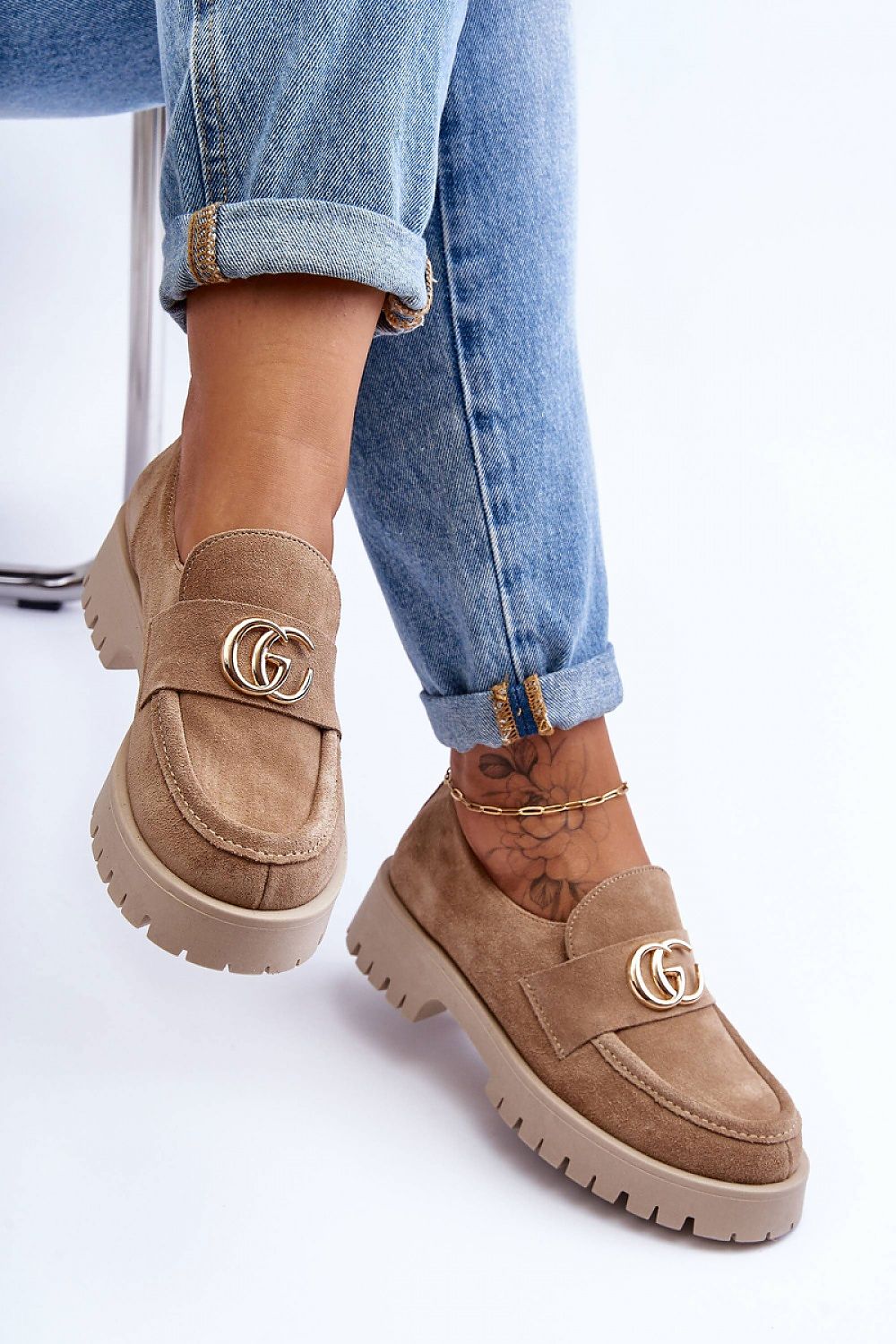   Półbuty Model Rosefalls 20153 Beige Zamsz - Step in style 